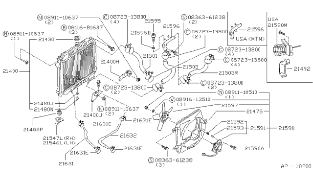 1982 Nissan Datsun 310 Hose Flex Diagram for 21631-M8070