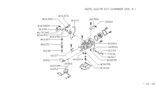 1981 Nissan Datsun 310 CHOKE Chamber Diagram for 16011-M6661