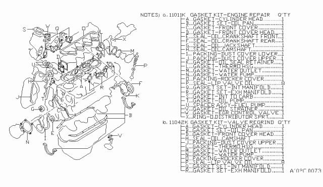 1980 Nissan Datsun 310 REGRND Gasket Kit Diagram for 11042-M6726