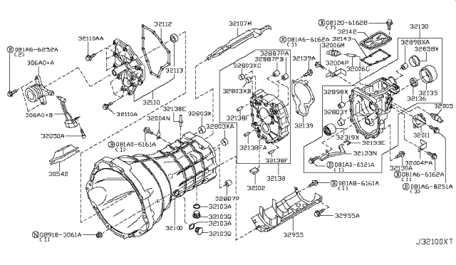 2008 Nissan 350Z Transmission Case & Clutch Release Diagram 2