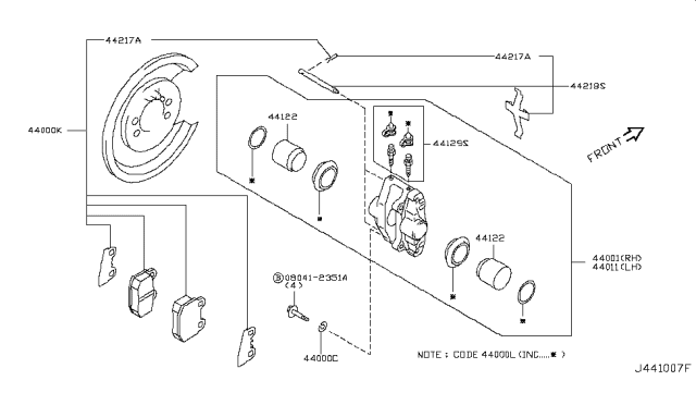 2004 Nissan 350Z Clip,Pin And Cross Spring Set Diagram for 44218-12U26