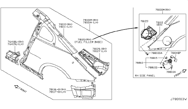 2003 Nissan 350Z Corner-Rear Fender,RH Diagram for 78134-CD000