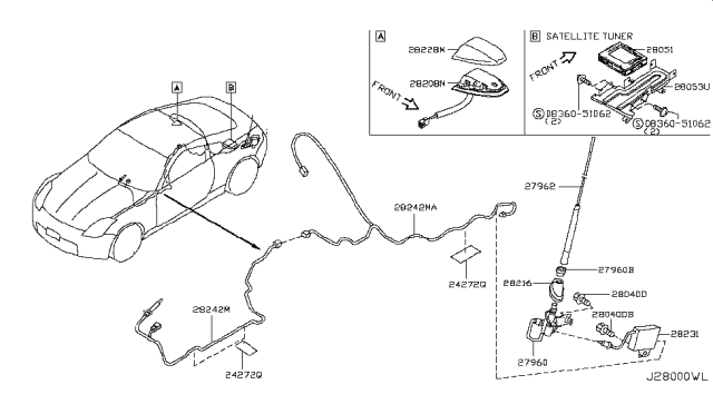 2007 Nissan 350Z Feeder-Antenna Diagram for 28243-CD020