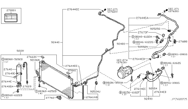 2004 Nissan 350Z Condenser,Liquid Tank & Piping - Diagram 2