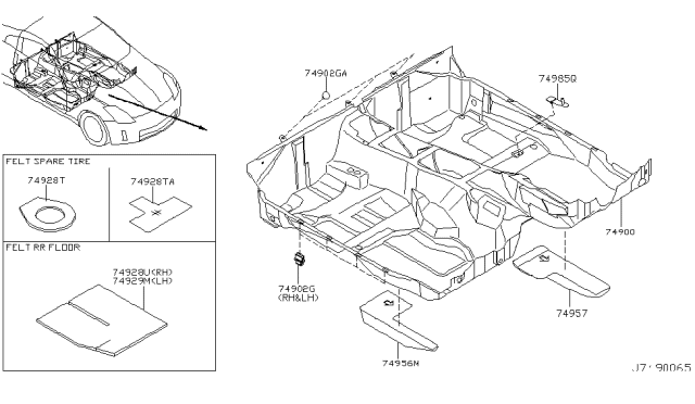 2004 Nissan 350Z Floor Trimming Diagram