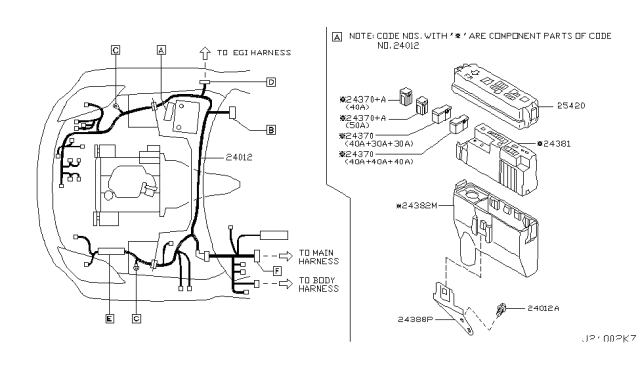 2004 Nissan 350Z Harness Assy-Engine Room Diagram for 24012-CD000