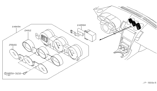 2006 Nissan 350Z Triple Meter Assembly Diagram for 24845-CD000