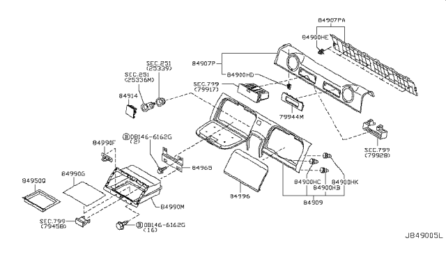 2007 Nissan 350Z Trunk & Luggage Room Trimming Diagram 5