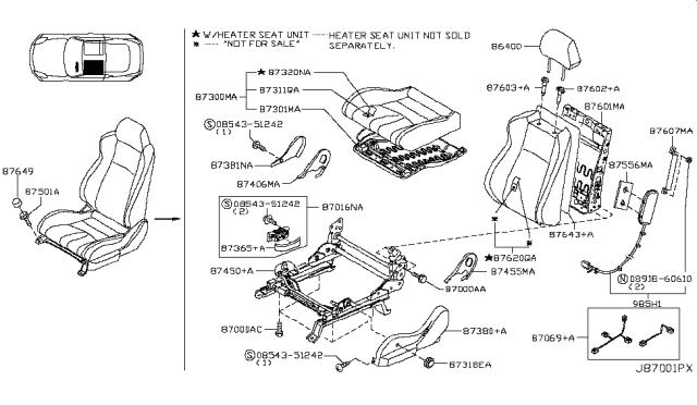 2007 Nissan 350Z Front Seat Diagram 15