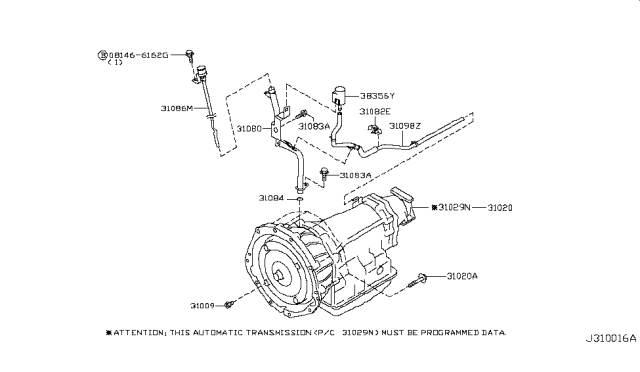 2006 Nissan 350Z Automatic Transmission Assembly Diagram for 310C0-EV00E