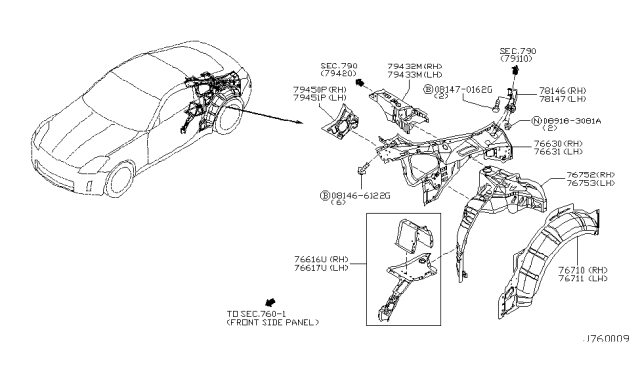 2005 Nissan 350Z Body Side Panel Diagram 3