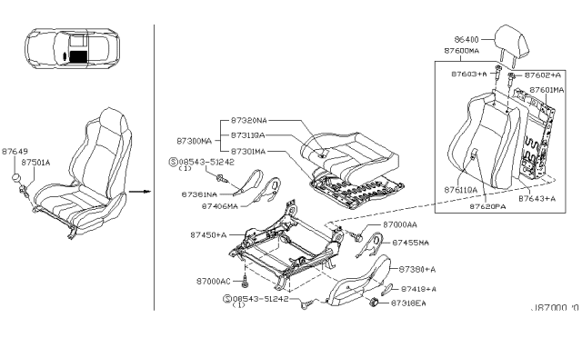 2004 Nissan 350Z Front Seat Diagram 1