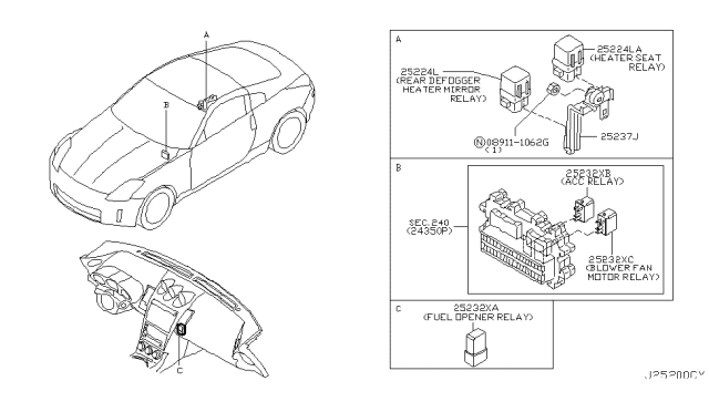 2003 Nissan 350Z Bracket-Relay Diagram for 25238-CD000