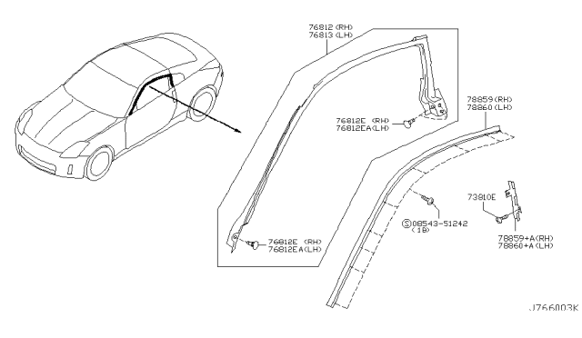 2005 Nissan 350Z Body Side Molding Diagram 1