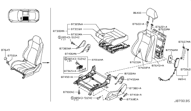 2003 Nissan 350Z Front Seat Diagram 5