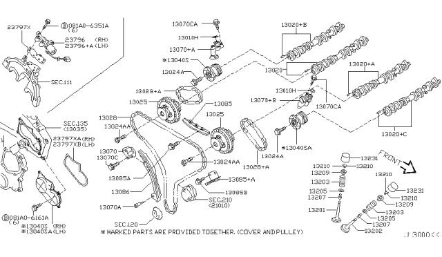 2005 Nissan 350Z Tensioner Assy-Chain Diagram for 13070-8J102