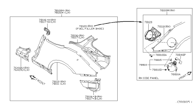 2003 Nissan 350Z Spring-Gas Filler Lid Diagram for 78836-AM800