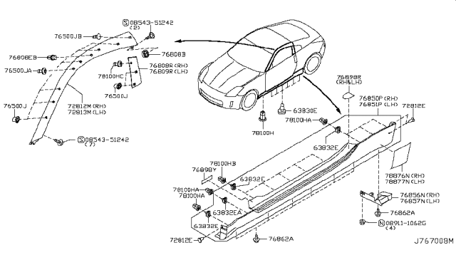 2003 Nissan 350Z Body Side Fitting Diagram 1