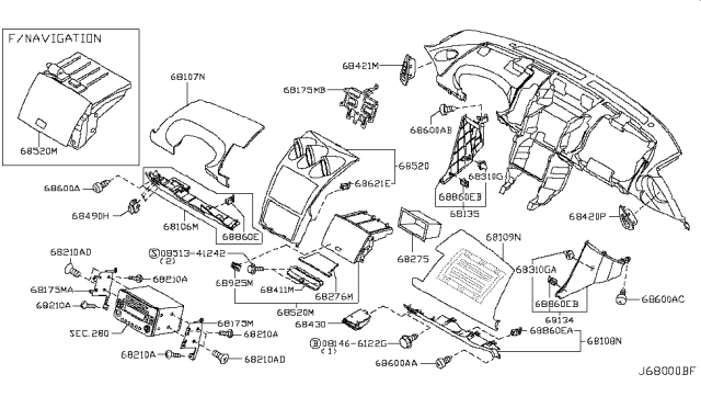 2003 Nissan 350Z Pocket-Coin Diagram for 68275-CD000