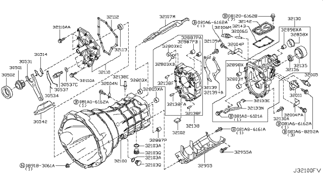 2004 Nissan 350Z Transmission Case & Clutch Release - Diagram 1