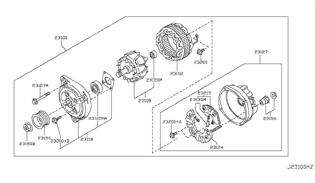 2007 Nissan 350Z ALTERNATOR Diagram for 23100-CD010