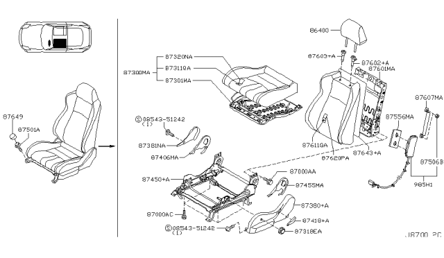 2006 Nissan 350Z Front Seat Diagram 3