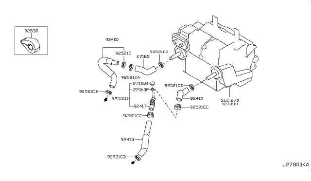 2006 Nissan 350Z Hose-Heater,Outlet C Diagram for 92413-EV00A