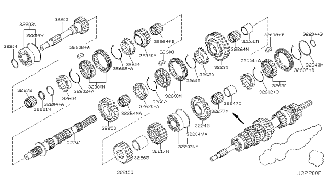 2003 Nissan 350Z Gear-Reverse,Main Shaft Diagram for 32245-CD014