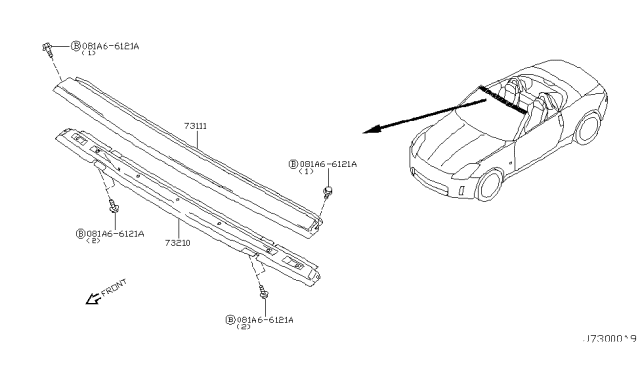 2005 Nissan 350Z Roof Panel & Fitting Diagram 2