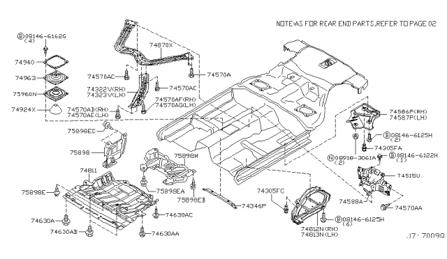 2004 Nissan 350Z Cover-Front Under,RH Diagram for 75893-AL500