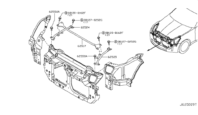 2007 Nissan 350Z Front Apron & Radiator Core Support Diagram 3