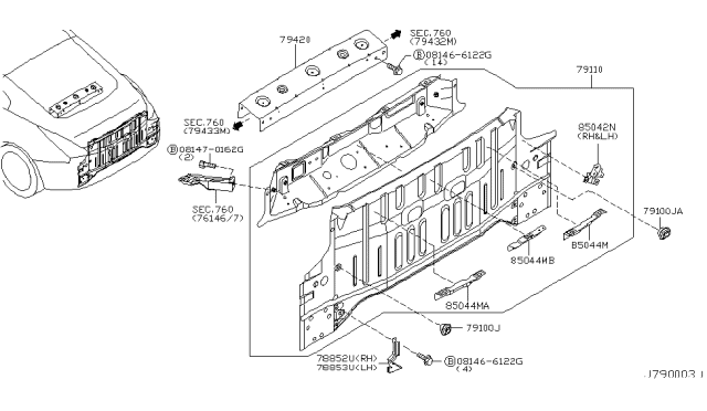 2003 Nissan 350Z Rear,Back Panel & Fitting Diagram 1