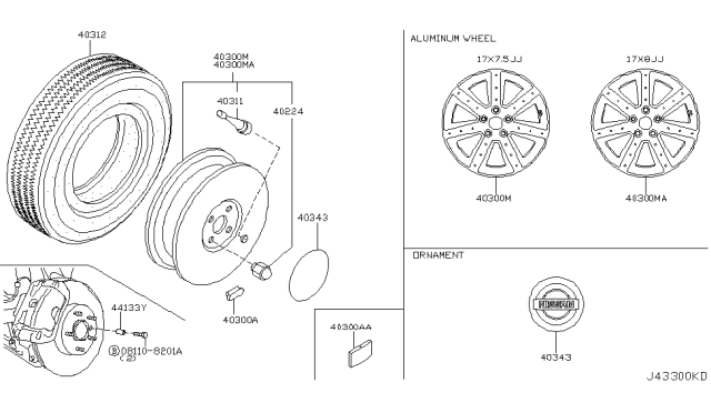 2005 Nissan 350Z Road Wheel & Tire Diagram 3