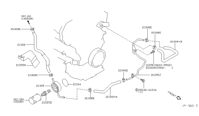 2003 Nissan 350Z Pipe - Water, Oil Cooler Diagram for 14053-AQ801