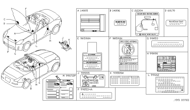 2003 Nissan 350Z Sticker-Emission Control Diagram for 14805-CE810