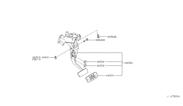 2007 Nissan 350Z Brake & Clutch Pedal Diagram 1