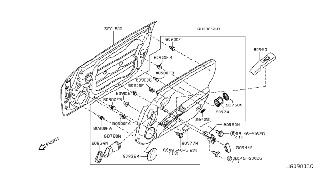 2007 Nissan 350Z Clip Diagram for 73998-AG00E