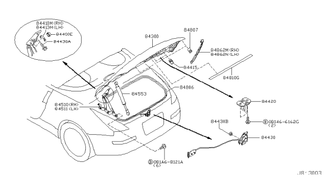 2005 Nissan 350Z Trunk Lid & Fitting Diagram 2