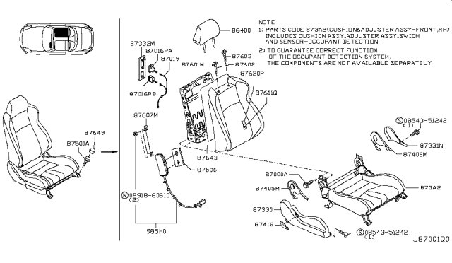 2007 Nissan 350Z Cushion Complete-Front Seat RH Diagram for 873A2-CF47D