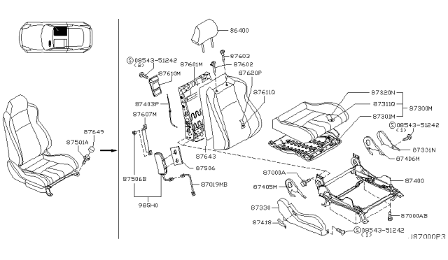 2004 Nissan 350Z Front Seat Diagram 14