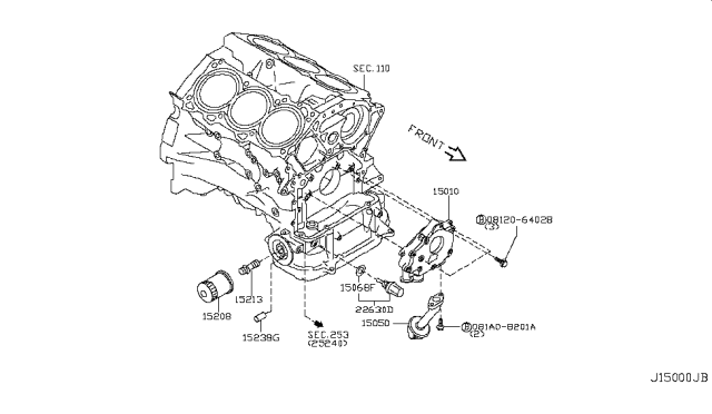 2008 Nissan 350Z Pump-Oil Diagram for 15010-JK20B