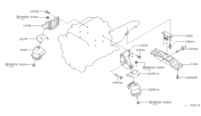 2003 Nissan 350Z Engine & Transmission Mounting Diagram 3