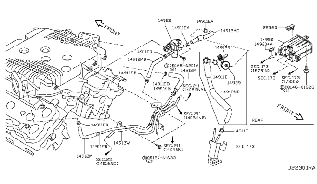 2006 Nissan 350Z Hose Assembly W/SERVICE Port Diagram for 14912-JK23A