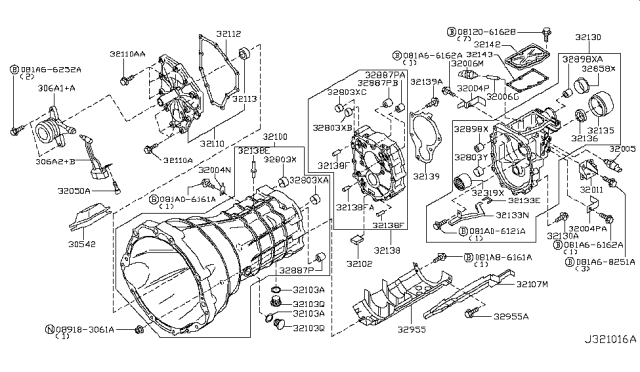 2008 Nissan 350Z Transmission Case & Clutch Release Diagram 1