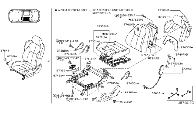 2003 Nissan 350Z Front Seat Diagram 11