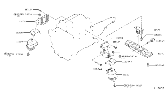 2004 Nissan 350Z Engine & Transmission Mounting Diagram 2