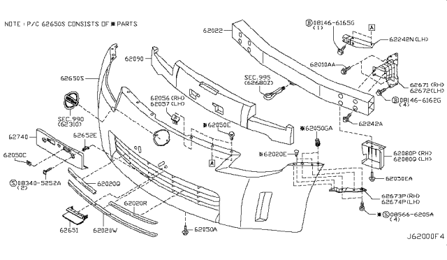 2005 Nissan 350Z Front Bumper Diagram 3