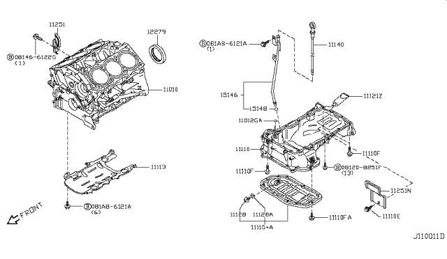 2008 Nissan 350Z Cylinder Block & Oil Pan Diagram 1