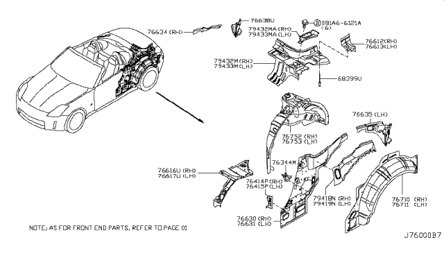 2007 Nissan 350Z Body Side Panel Diagram 4