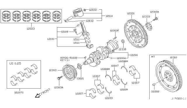 2007 Nissan 350Z Ring Set-Piston Diagram for 12035-AC700